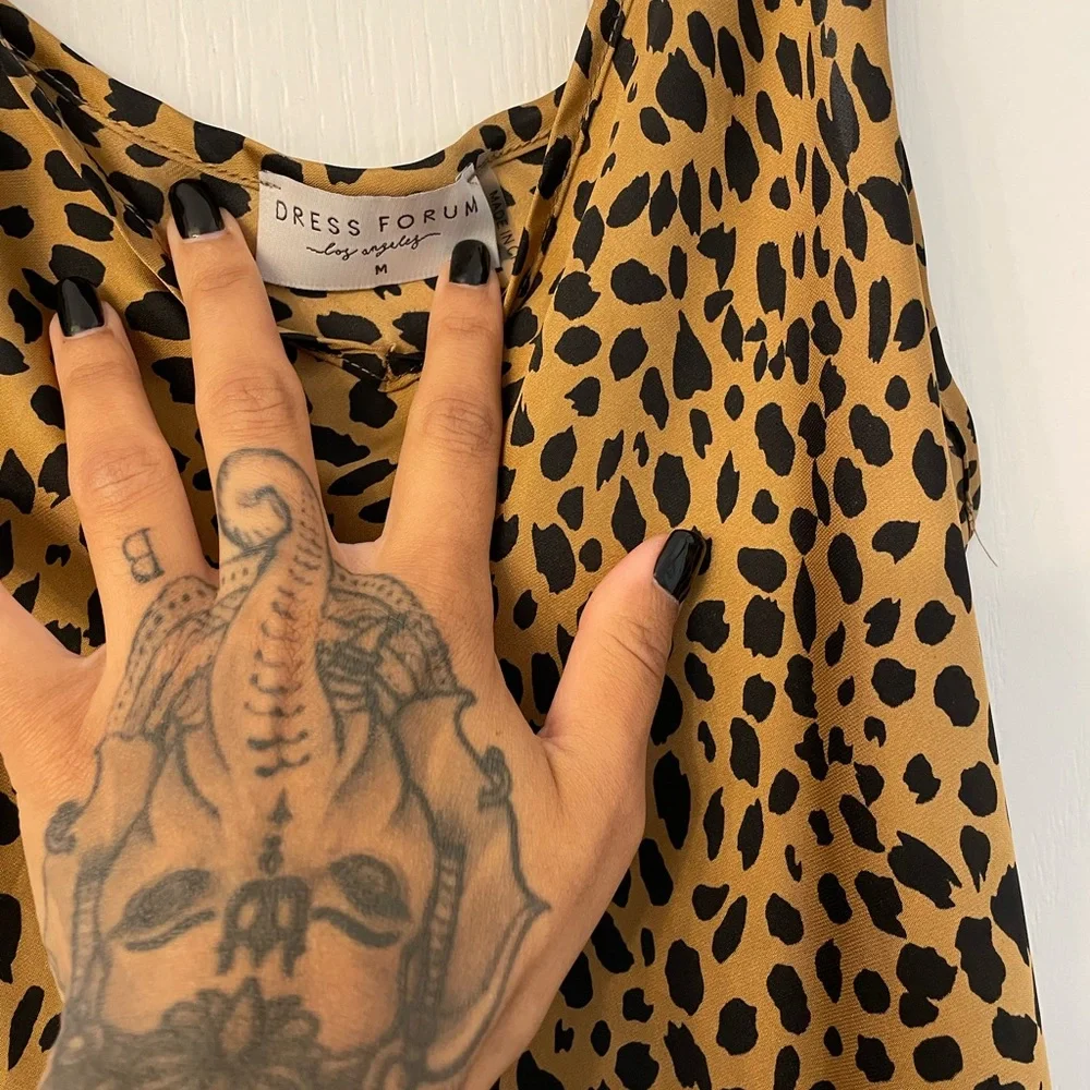 Satin Cheetah Print Maxi Dress - Picture 7 of 7